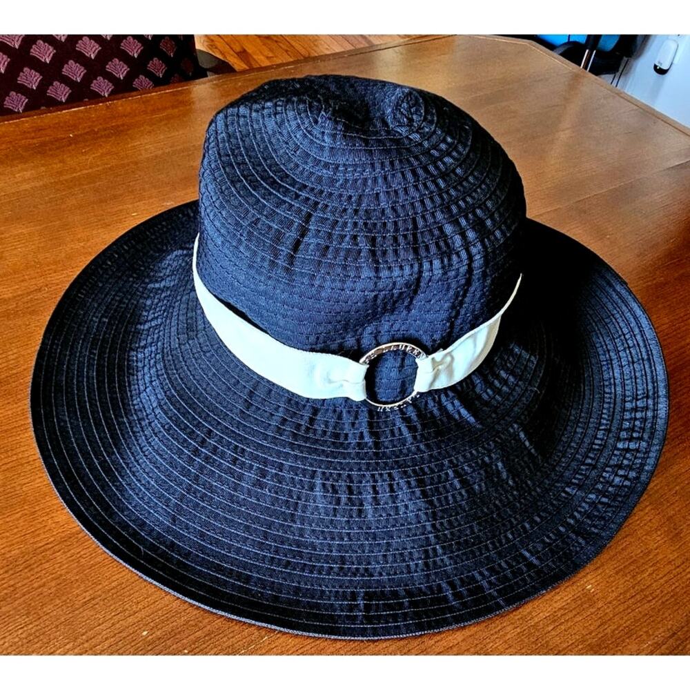 Lauren Ralph Lauren Wide Brim Floppy Sun Hat, Black/White, Sz M NWOT, NEW - Picture 6 of 9